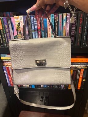 kate spade Light Gray Croc-Embossed Top Handle Satchel
